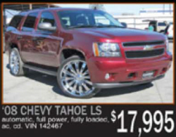 advertisement for 2008 Chevy Tahoe LS, $17,995