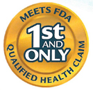 Gold badge stating ‘First and only. Meets FDA qualified health claim.’