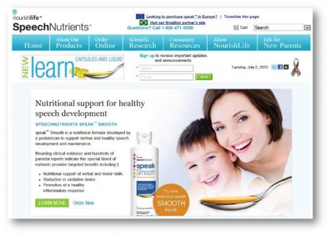 SpeechNutrients website