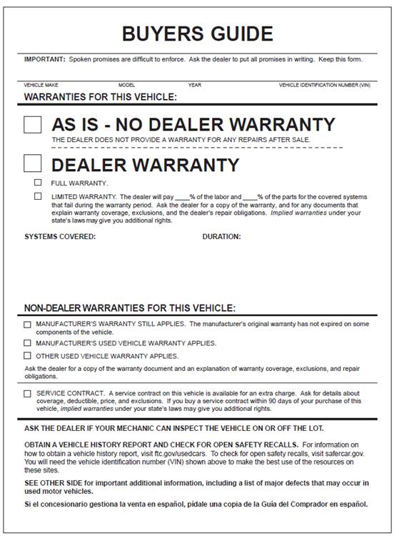 FTC approves final changes to the Used Car Rule Federal FTC approves final changes to the Used Car Rule Federal
