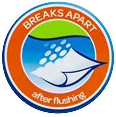 Nice-Pak logo, 'breaks apart after flushing'