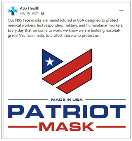 ALG Patriot Mask comp-aint exhibit ALG Patriot Mask complaint exhibit