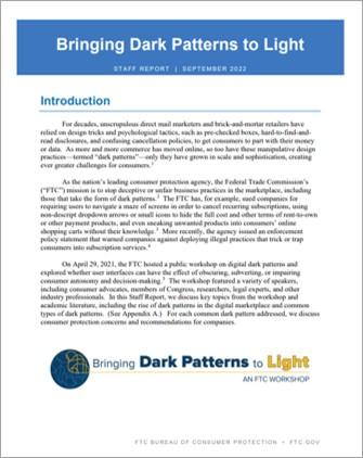 FTC Dark Patterns Report FTC Dark Patterns Report