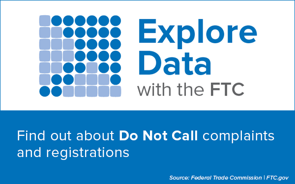 Explore Data with the FTC - FInd out about Do Not Call complaints and registrations.
