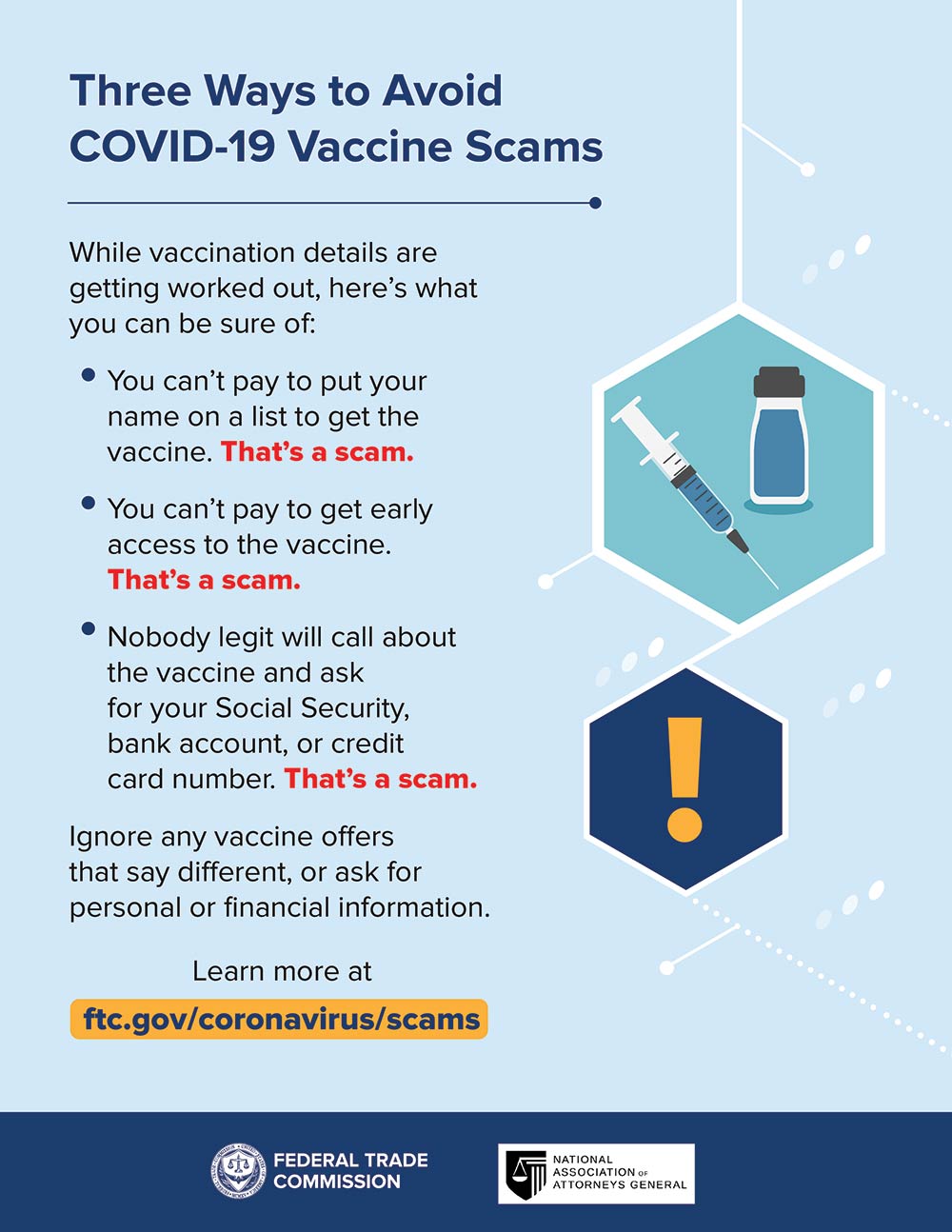 covid vaccine scams infographic