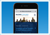 mobile phone showing miltary.consumer.gov website