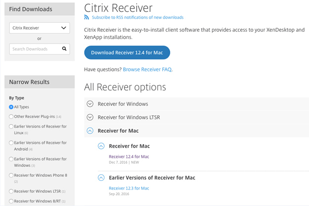 i cannot download citrix receiver for my mac