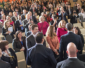 Chairwoman Ramirez and FTC Commissioners say farewell to President Obama after his remarks at the Commission.