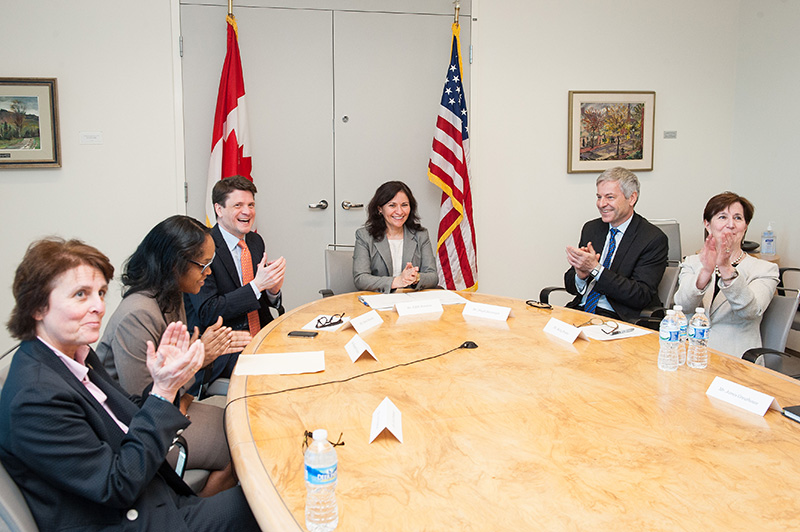 FTC and Canadian officials at the signing ceremony. (Photo: Keegan Bursaw / Embassy of Canada)