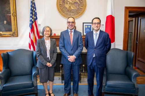 Left, Japan Fair Trade Commission (JFTC) Commissioner Reiko Aoki, Center, Justice Department Antitrust Division Assistant Attorney General Jonathan Kanter and Right, Federal Trade Commissioner Alvaro Bedoya Left, Japan Fair Trade Commission (JFTC) Commissioner Reiko Aoki, center, Justice Department Antitrust Division Assistant Attorney General Jonathan Kanter and right, Federal Trade Commissioner Alvaro Bedoya
