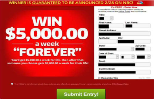 Publishers Clearing House complaint Submit Entry
